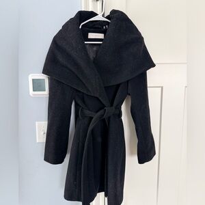 Tahari Black Wool Wrap Coat